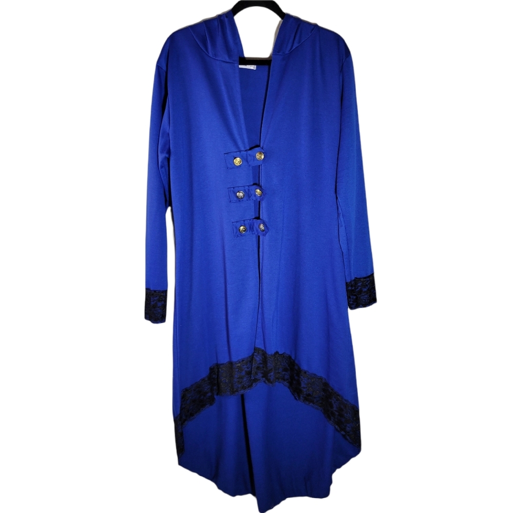 Nextmia blue hooded lace-up back jacket with black lace costume Size 14